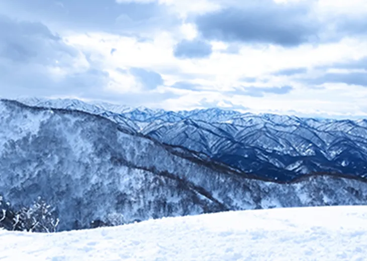 日本海を見渡せるキゴ山の絶景雪原を満喫